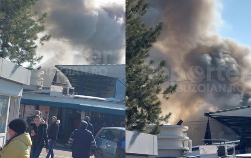 Incendiu puternic în Piața Centrală din Buzău. A fost emis un mesaj Ro-Alert