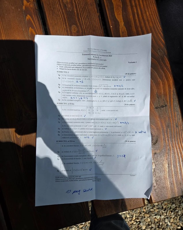 Rezolvarea subiectelor la BAC Matematică 2025