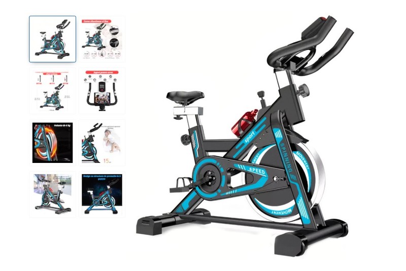 Bicicleta spinning pentru fitness, GO4FIT, model GF1000, volantă 6 kg