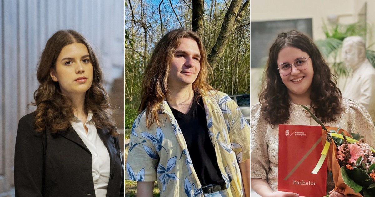 Un colaj cu trei tineri studenți