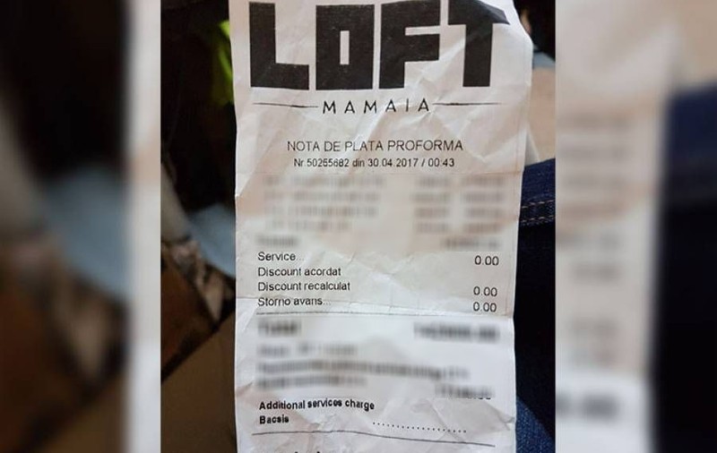 Așa arată o notă de plată de la Loft. Cu banii îți cumperi o garsonieră
