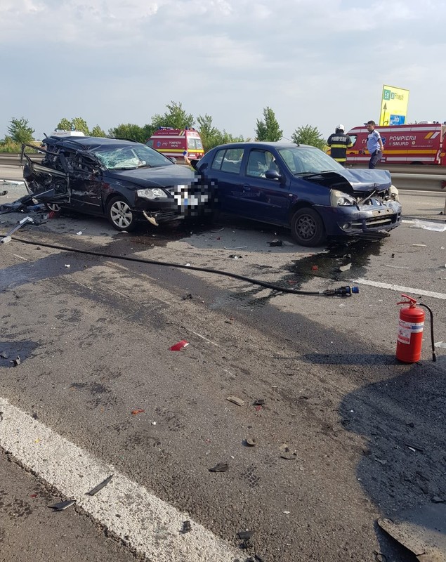 Accident grav pe Autostrada București-Pitești. Un bărbat a murit într-un carambol cu șapte mașini
