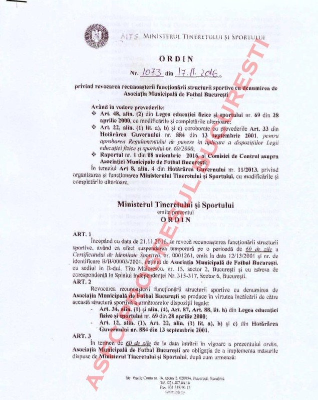 Asociația Municipală de Fotbal București este în pragul dispariției. MTS revocă recunoașterea funcționării structurii sportive