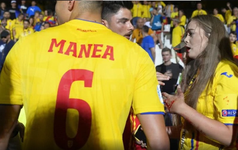 Prima reacție a iubitei lui Cristi Manea după ce a fost bătută după meciul România U21 - Franţa U21