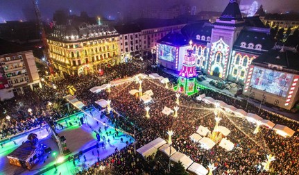 Fotografie aeriană a Târgului de Crăciun din Craiova. Foto: Lia Olguta Vasilescu / Facebook