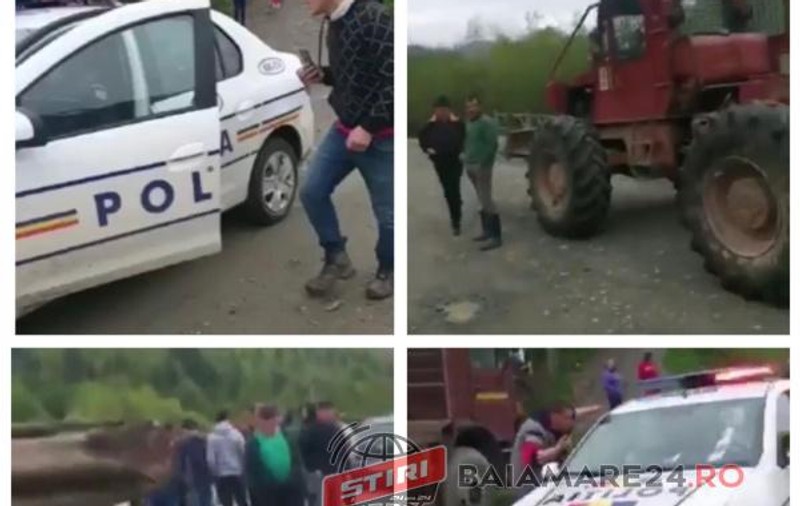 VIDEO  | Revoltă într-o localitate din Maramureș. Oamenii au oprit un transport ilegal de lemne