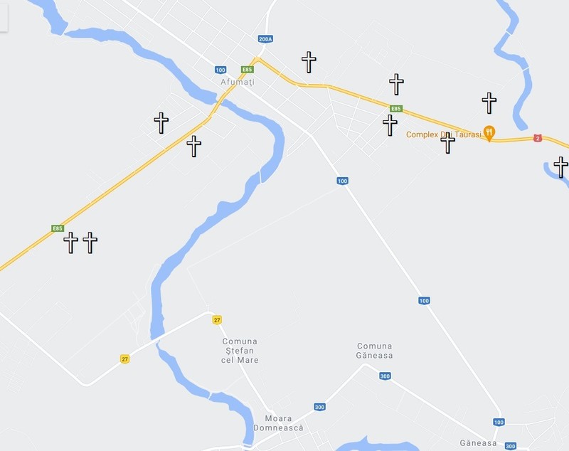 Drumul crucilor. Sunt 564 de cruci pe DN2 între București și Bacău, mai multe decât cele 550 de borne kilometrice dus-întors