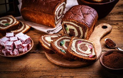 Traditional handmade pastries from the Eastern Slavs for Christmas named kalach