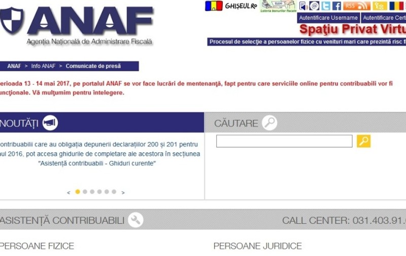 Site-ul ANAF este blocat temporar din cauza depunerilor Formularului 600