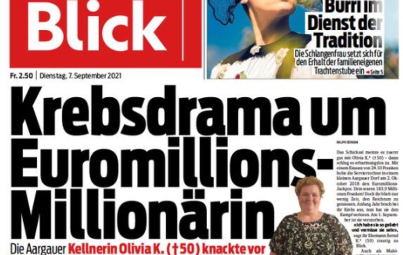 O femeie și soțul ei au murit în decursul a câteva luni, după ce câștigaseră 183 de milioane de euro la loterie, în Elveția