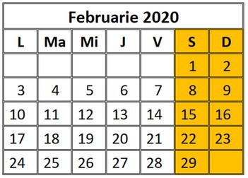 calendar zile libere februarie 2020