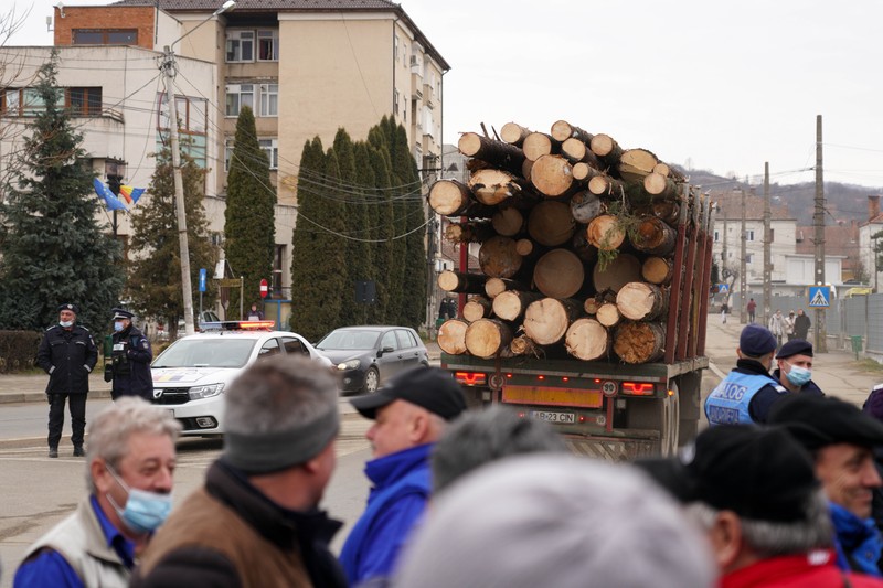 Muncitorii i-au huiduit și pe exploatatorii de lemn, care au lăsat golașe dealurile din jurul Cugirului.