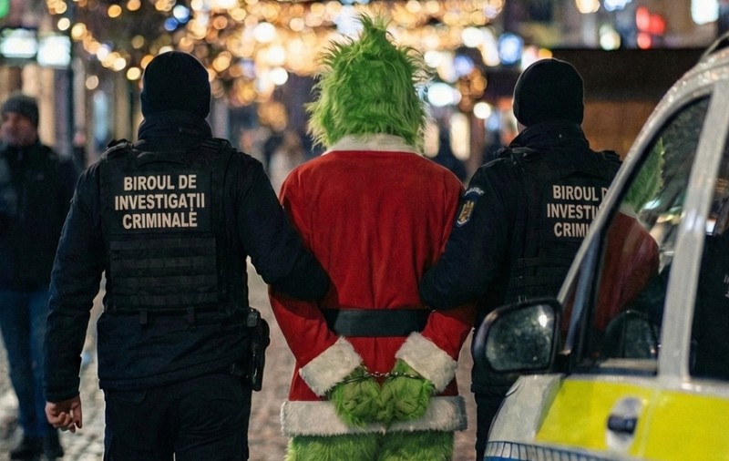 „Grinch-ul” decorațiunilor de Crăciun din Bistrița, prins de polițiști: de ce l-au arestat oamenii legii pe un tânăr de 23 de ani