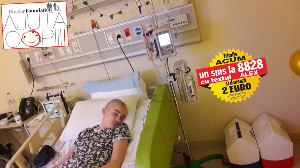 Alex are nevoie de 100.000 de euro ca să poată primi tratamentul salvator. Băiatul de 14 ani suferă de cancer osos și de mai bine de un an este internat într-un spital din Turcia. Alexandru Constantin Ene
