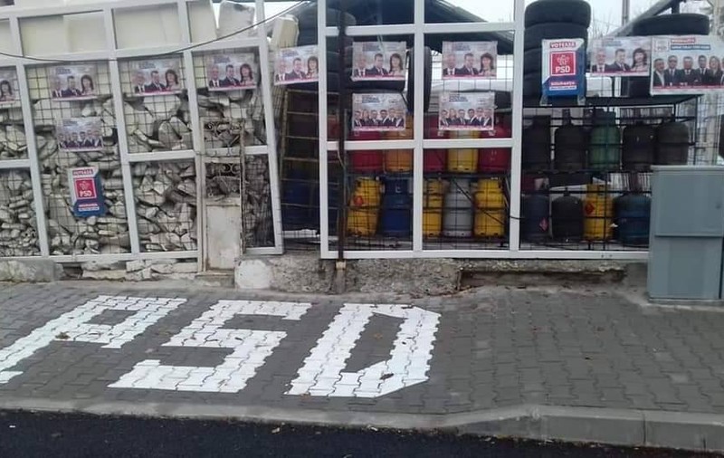 Cum a apărut sigla PSD scrisă cu vopsea pe un trotuar din Călărași. Primar: „I-am spus ca până luni să șteargă”