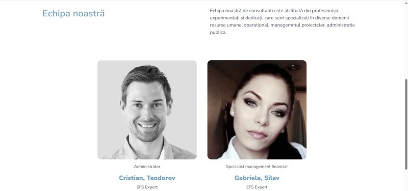 fotografia, numele și CV-ul lui Laurențiu Trandafir au dispărut de pe site-ul companiei Efs Expert SRL