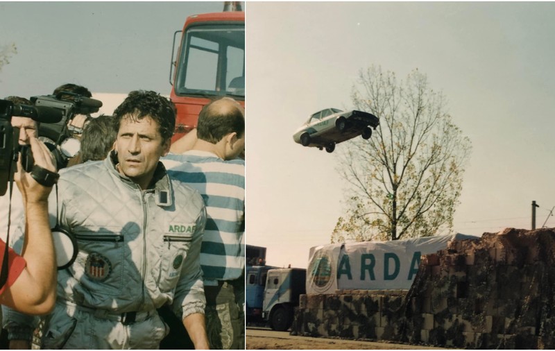Dacia 1310 care a zburat peste două TIR-uri, pe o distanță de 64 de metri. Trei decenii de la cascadoria fără precedent