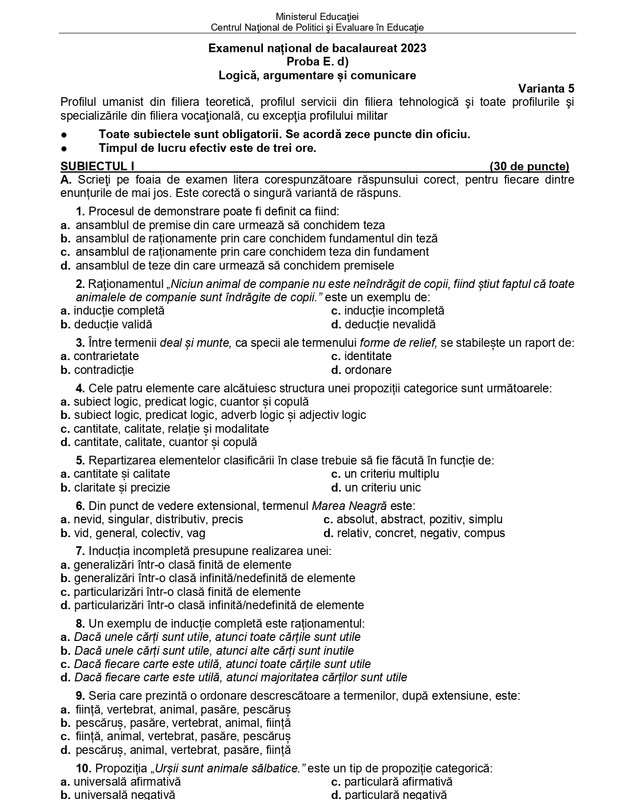Subiecte logică BAC 2023. Ce au avut de rezolvat elevii care au ales să dea Bacul la această materie