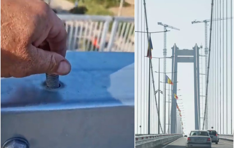 VIDEO Șuruburi desfăcute pe podul de la Brăila. „Ia uite, se scoate cu mâna. Ăsta iese, ăsta iese…” Explicațiile CNAIR