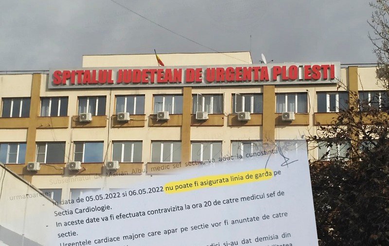 DOCUMENTE. Un mare spital din România a rămas fără 4 medici deodată și are zile fără gardă la cardiologie. „Cine intervine la terapia intensivă din secție?”