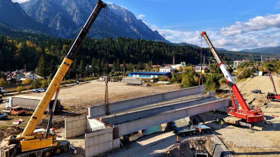 Lucrări la centura Azuga-Bușteni Sursa foto: Facebook / Consiliul Județean Prahova