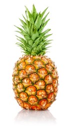 6573948 - ripe ananas fruit with green leaves isolated on white background