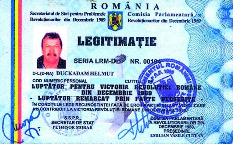 Legitimația de revoluționar a lui Helmut Duckadam