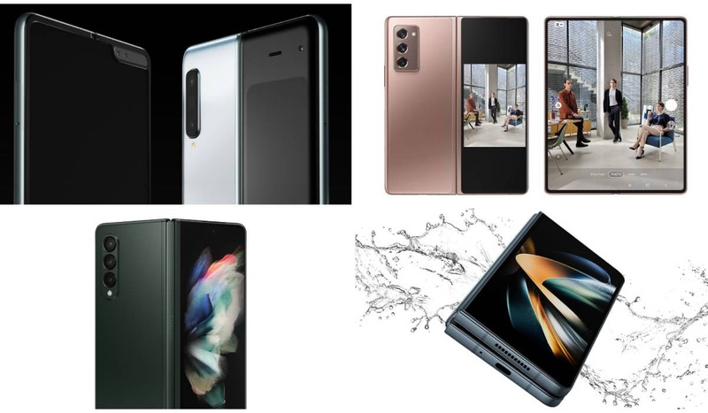 Primele patru modele de Samsung Galaxy Z Fold. Foto: Samsung