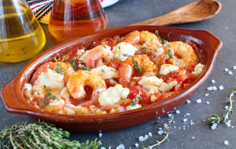 Rețetă de creveți saganaki