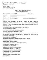Biletul de ieșire din spital, primul dintre documentele pe care familia lui Radu le-a pus la dispoziția ziarului, pentru ca publicul să poată să vadă unul dintre cele 13 cazuri de la Spitalul Municipal din Timișoara, în care există diferențe între testele COVID-19, care sunt negative, și faptul că decedaților li s-a aplicat procedura de înmormântare COVID