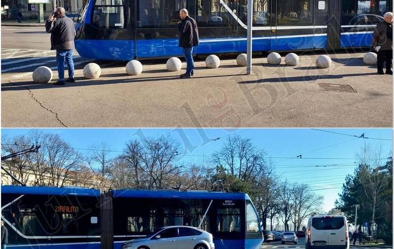 Un șofer a intrat în tramvai, la Brăila: „Doar pagube materiale”