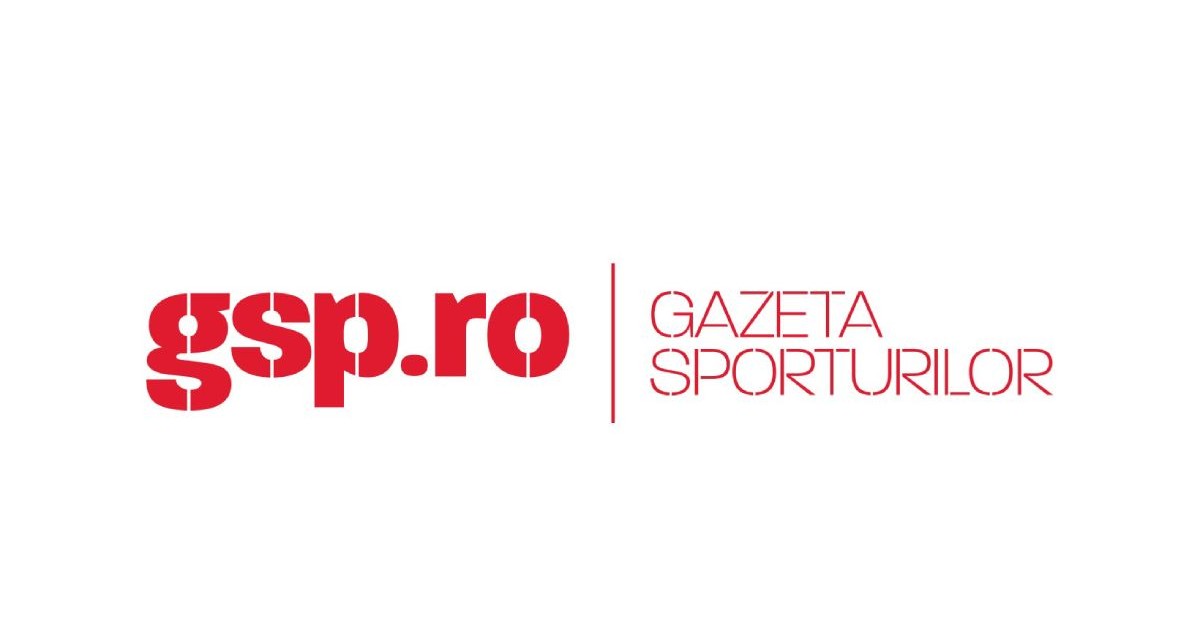 Logo-ul GSP.ro (Gazeta Sporturilor) cu text de culoare roșie pe fundal alb