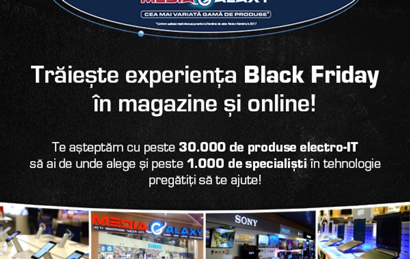 Reducerile Media Galaxy de Black Friday 2017. Ofertele încep de joi, 16 noiembrie. Peste 30.000 de produse sunt disponibile