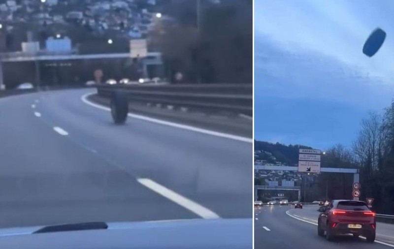 O roată de 100 kg desprinsă de la un camion a gonit cu 60 km/h printr-un tunel și a provocat un accident, pe centura unui oraș din Franța | VIDEO
