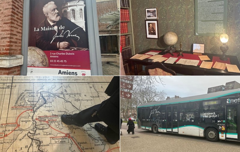Legătura dintre casa lui Jules Verne din Amiens și București. „Ocolul Pământului” prin orașul unde autobuzele au pe ele poza scriitorului despre care se spune că s-a iubit cu o româncă