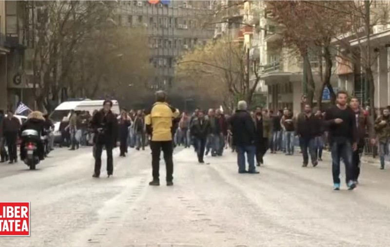 Bătăi la Atena între poliție și fermieri|VIDEO