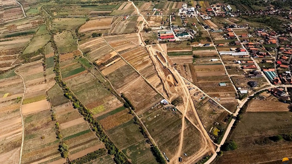 Imagine din avion cu sectorul Nușfalău - Poarta Sălajului din Autostrada A3