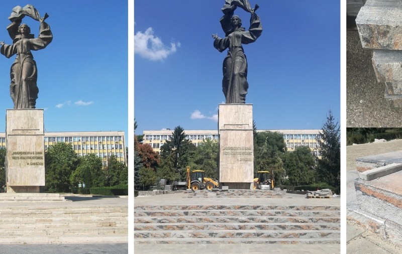 Primăria Iași, acuzată că reface Statuia Independenței, inaugurată în 1980, cu materiale ieftine. Autoritățile spun că lucrările nu afectează monumentul, ci doar aleile pietonale, zonele de acces și treptele