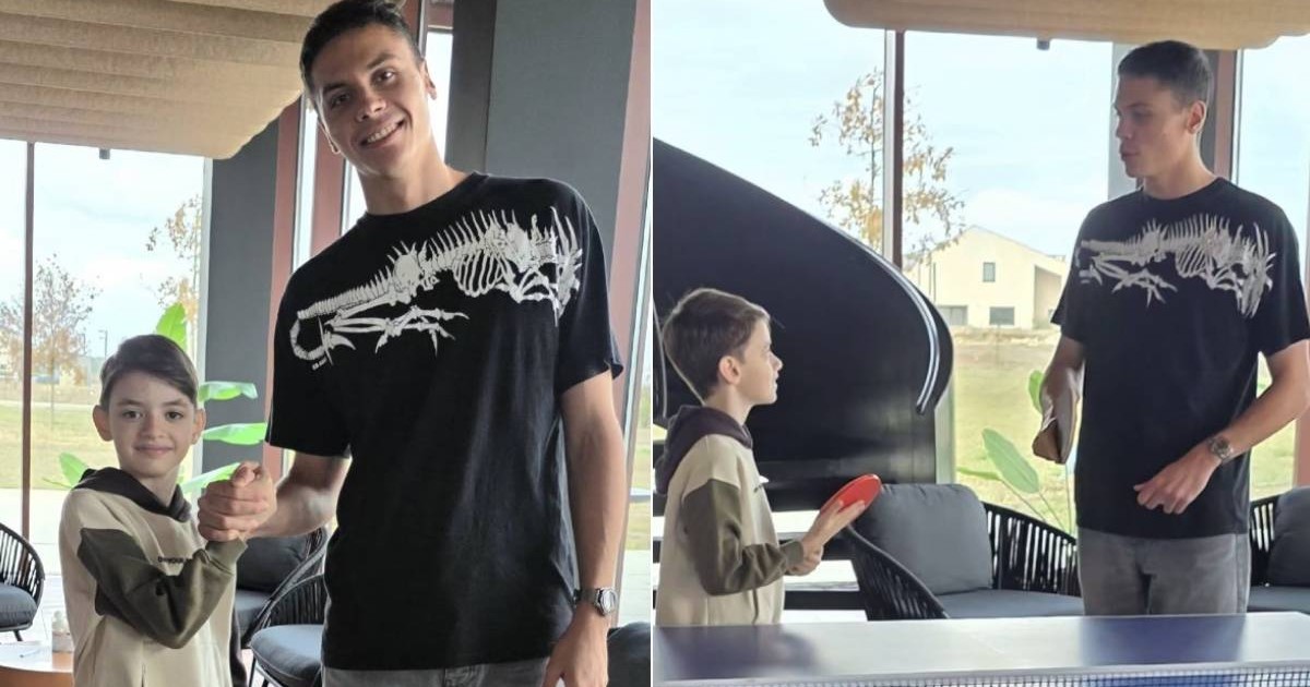 Colaj cu David Popovici care a jucat ping-pong cu Rares Prisacariu, 18 octombrie 2025