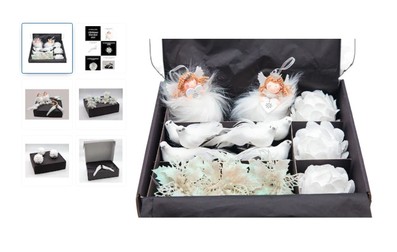 Set 21 decoratiuni albe, pentru bradul de Crăciun și cutie elegantă