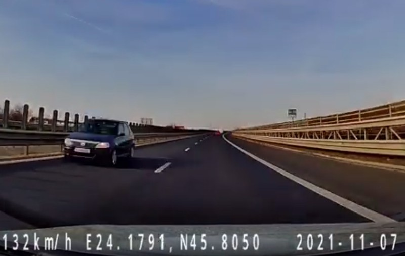 Șofer filmat pe contrasens, pe A1, la un pas de ciocnire cu o mașină care circula regulamentar. Ce explicație a dat polițiștilor