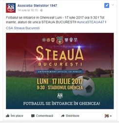 Mesaj al fanilor celor de la CSA Steaua