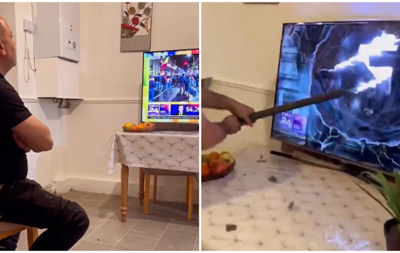 Un român și-a spart televizorul de nervi, s-a filmat și a pus imaginile pe TikTok, după ce George Simion a pierdut alegerile prezidențiale