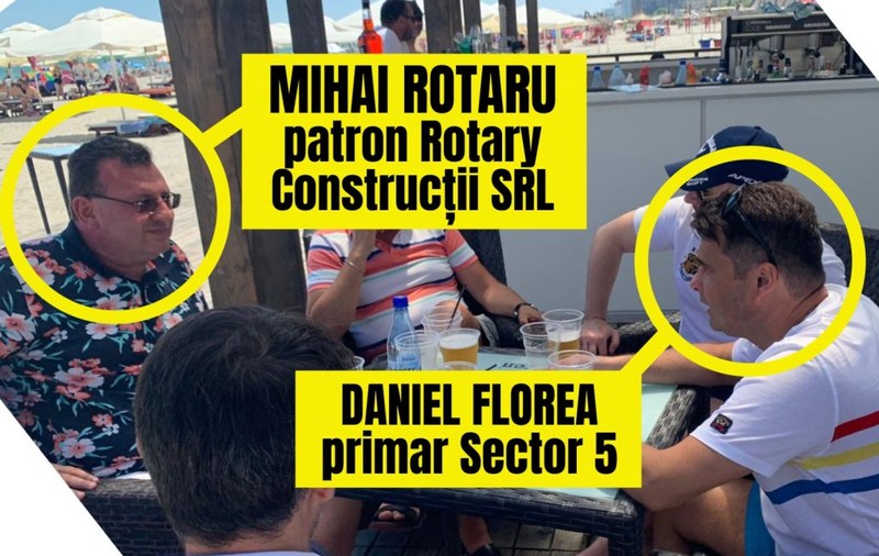 Daniel Florea, primarul sectorului 5, la Mamaia, cu patronul firmei care face anvelopările blocurilor din sector