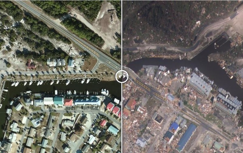GALERIE FOTO| Mexico Beach din Florida înainte și după uraganul Michael. Imagini de coșmar surprinse din satelit