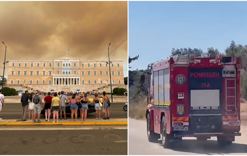 Incendii puternice de vegetație în Grecia. Pompierii români ajută la stingerea focului în apropiere de Atena