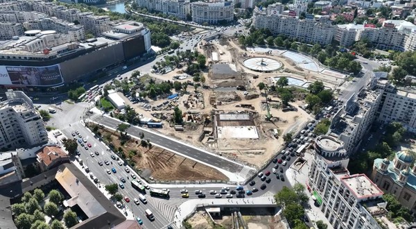 Așa arată acum Piața Unirii. Imagine surprinsă din dronă