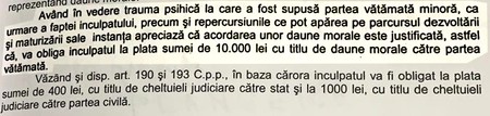 Judecătoria Deva a decis ca victima să primească 10.000 de lei – daune morale
