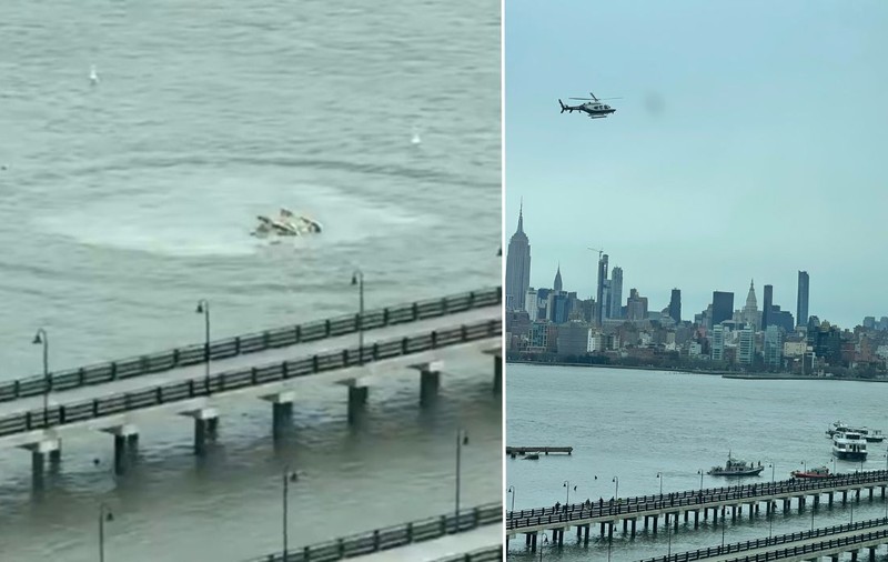 Un elicopter s-a prăbușit în râul Hudson din New York. Un copil era la bord | VIDEO
