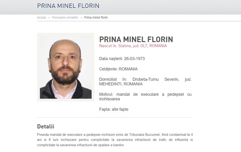 Minel Prina, dat în urmărire generală. Fostul primar al Slatinei, condamnat la închisoare în același dosar cu Darius Vâlcov
